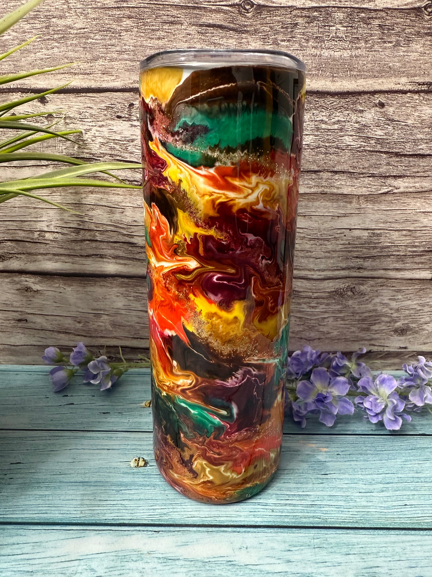 Autumn Blossoms Handmade Custom Epoxy Tumbler