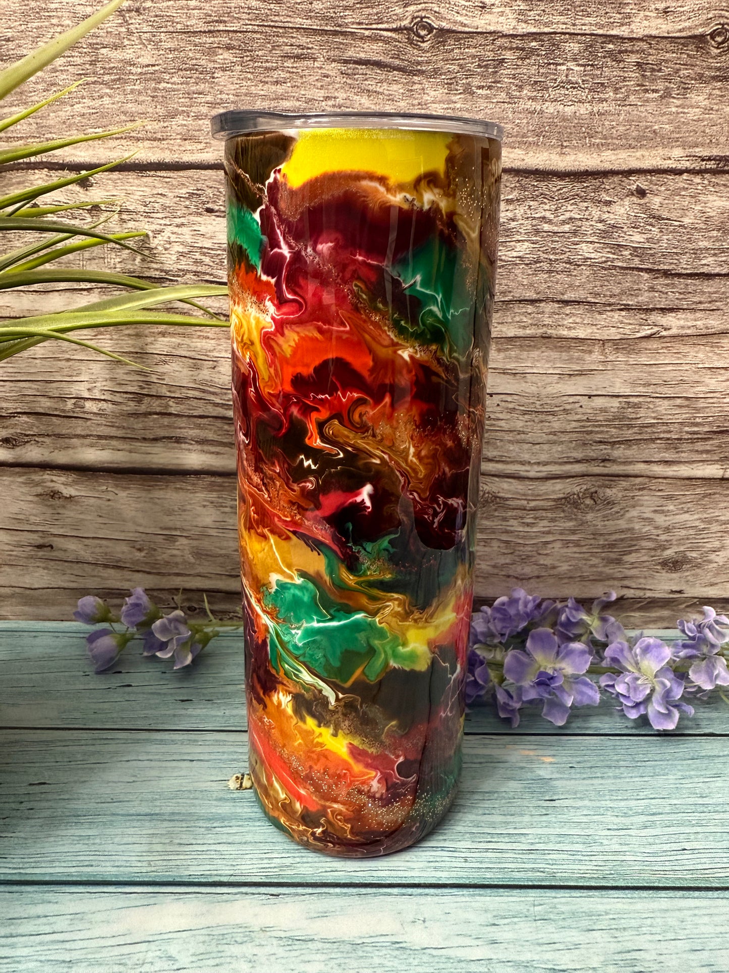 Autumn Blossoms Handmade Custom Epoxy Tumbler