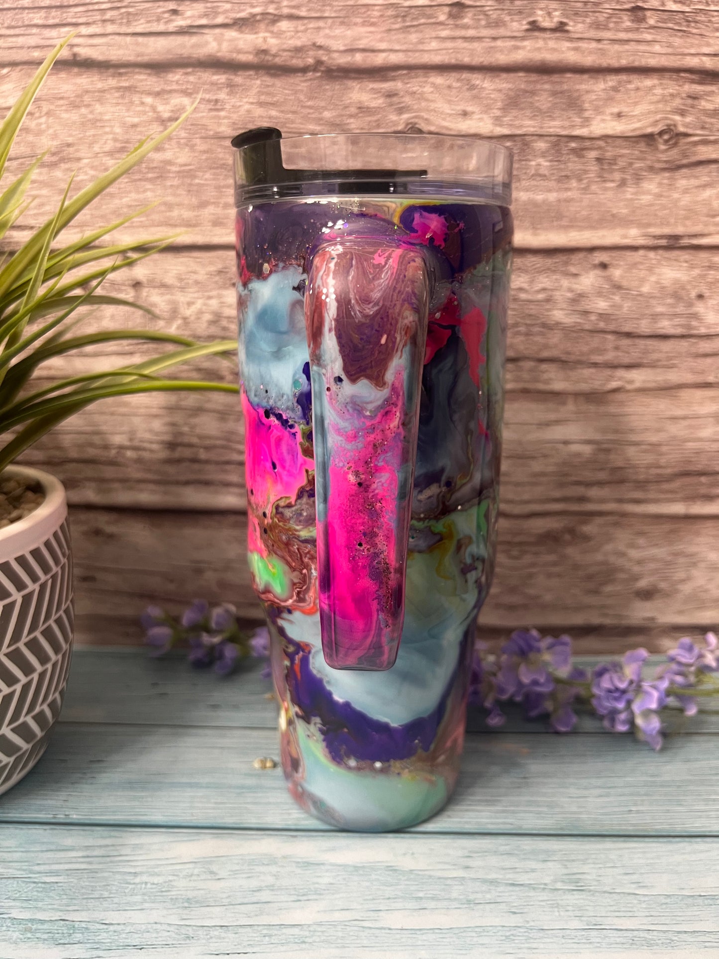 Rainbow Storm Handmade Custom Epoxy Tumbler
