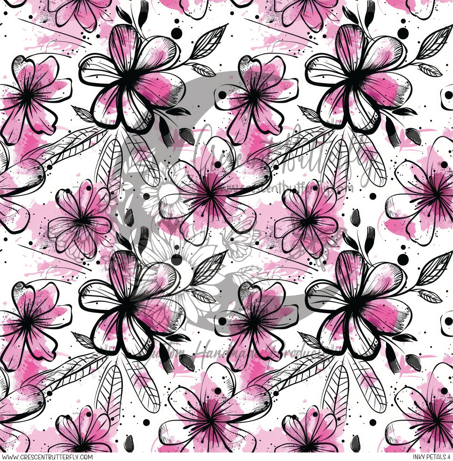 Inky Petals 4 Printed Vinyl Sheet/Wrap