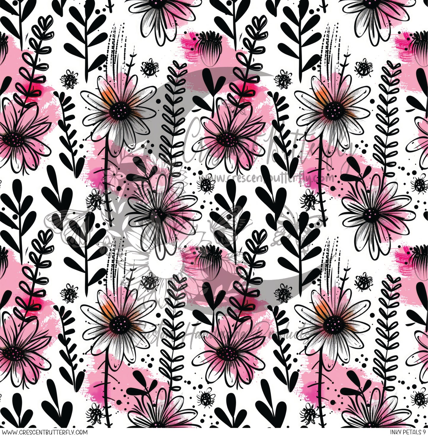 Inky Petals 9 Printed Vinyl Sheet/Wrap