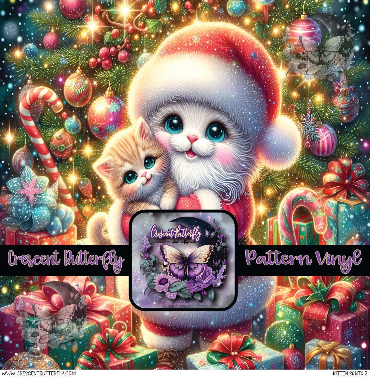 Kitten Santa 2 Printed Vinyl Sheet/Wrap