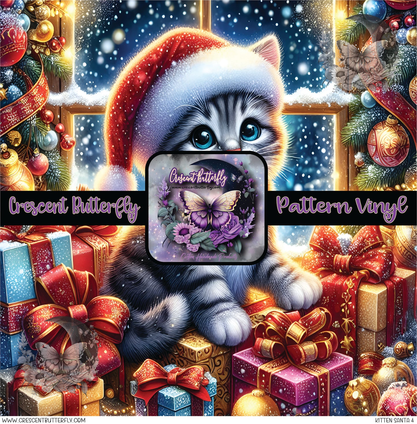 Kitten Santa 4 Printed Vinyl Sheet/Wrap