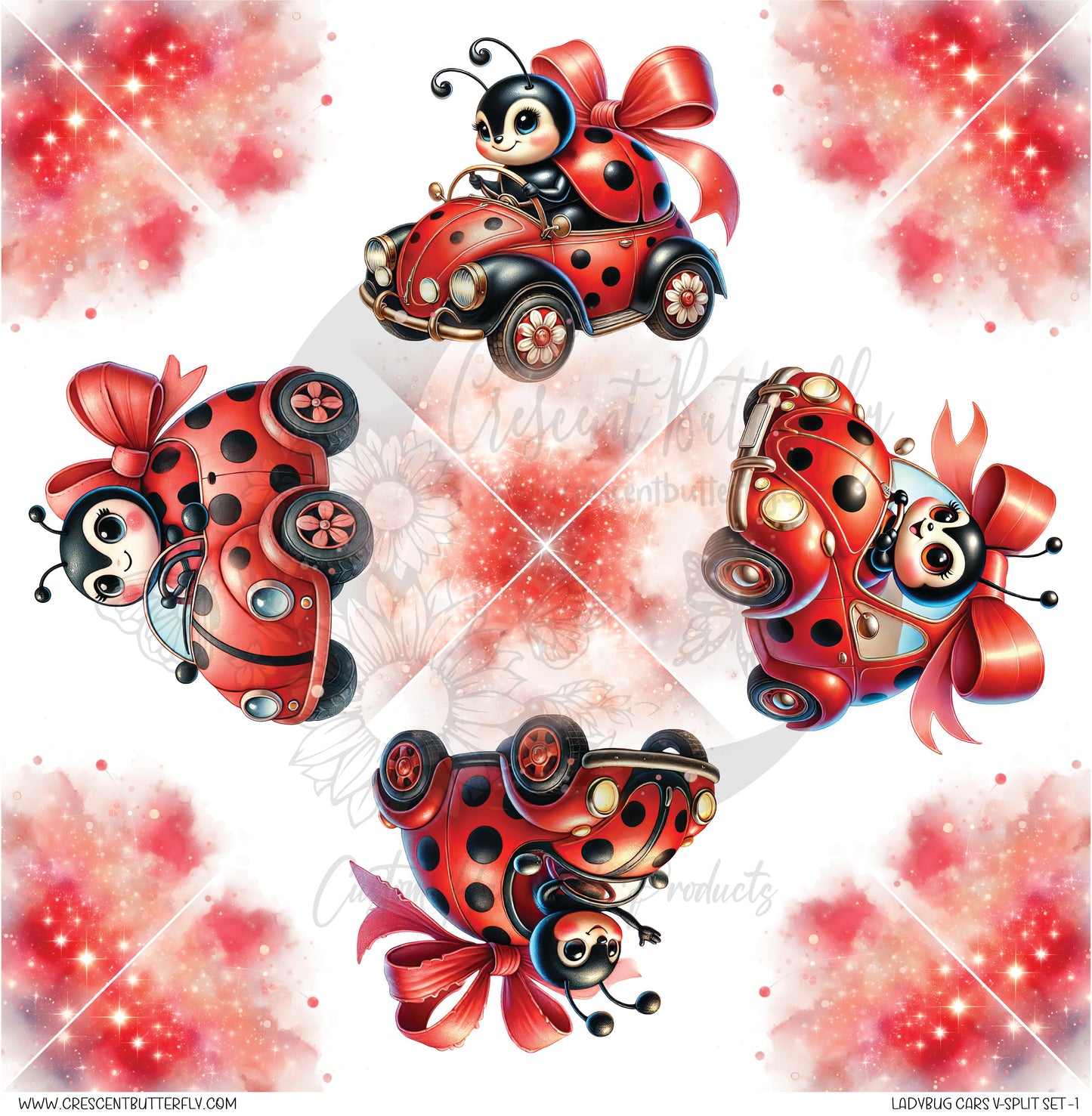 Ladybug Cars V-Split Set -1 Printed Vinyl Sheet/Wrap