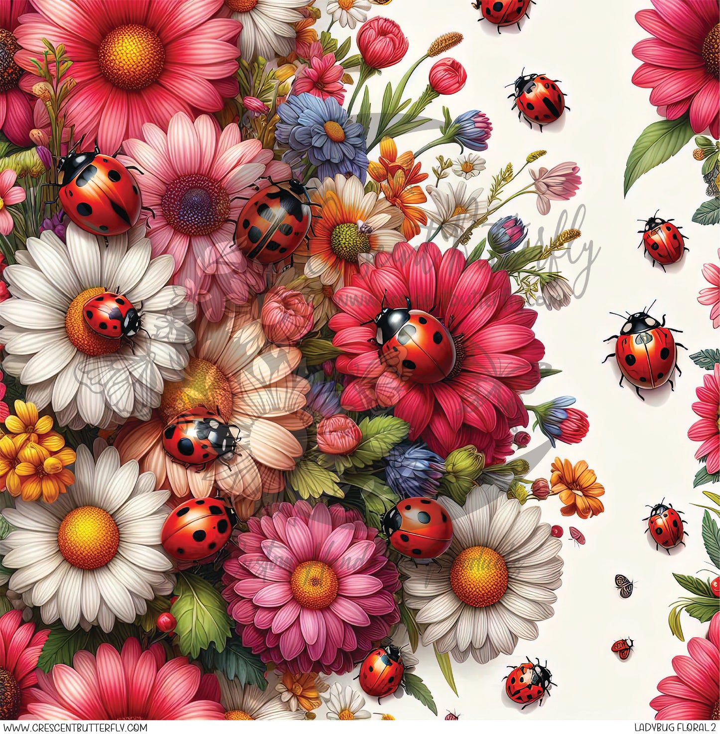 Ladybug Floral 2 Printed Vinyl Sheet/Wrap