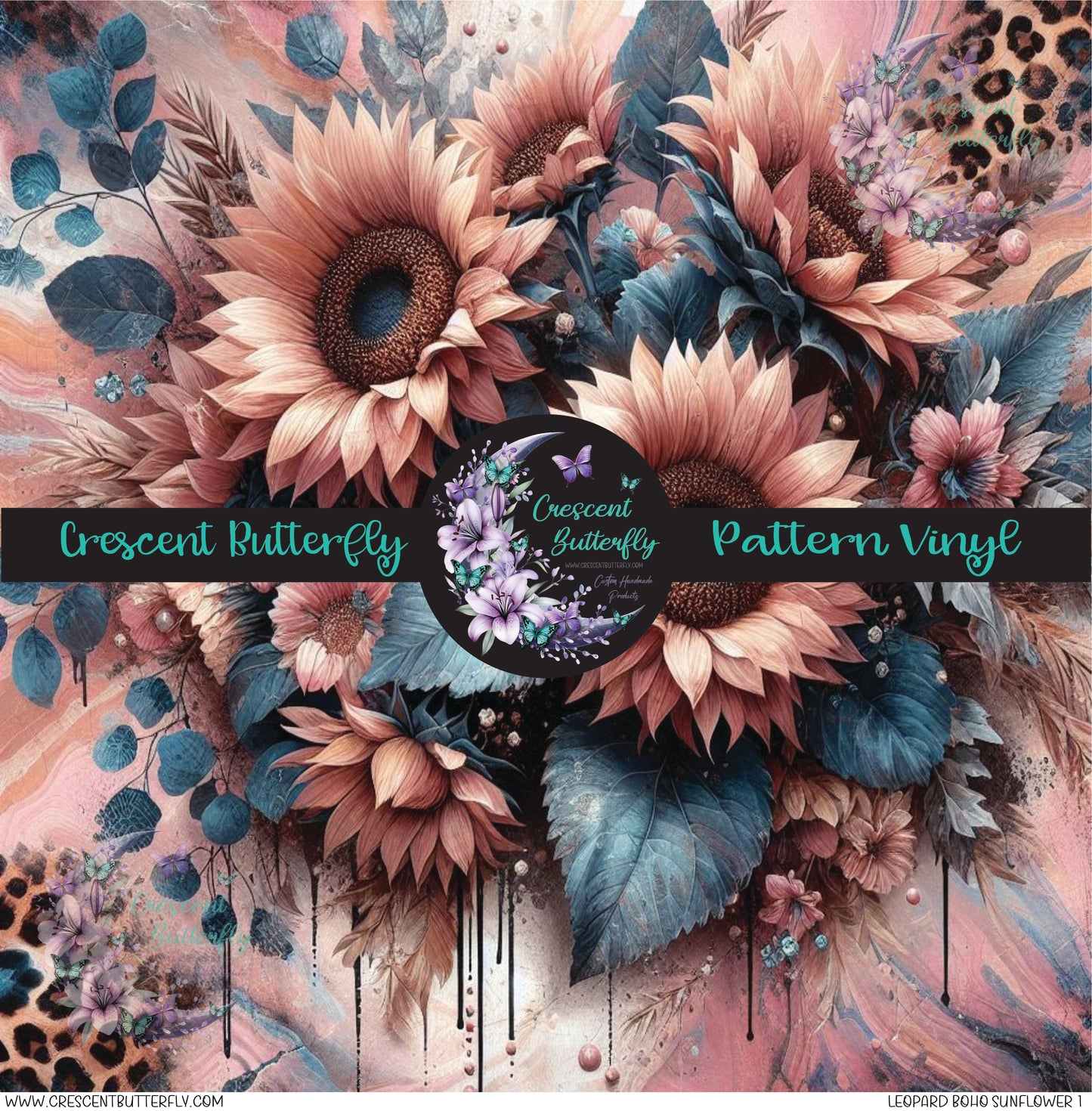 Leopard Boho Sunflower 1 Printed Vinyl Sheet/Wrap