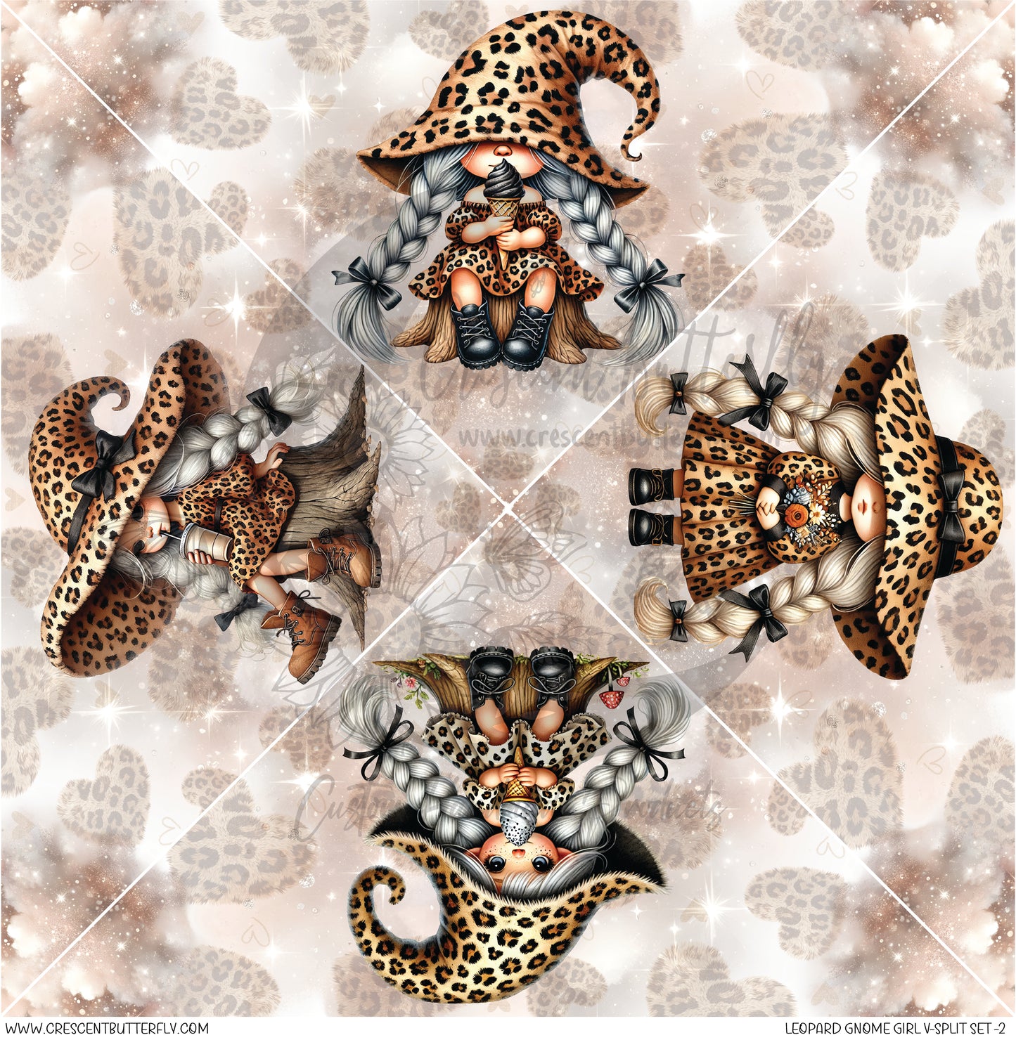 Leopard Gnome Girl V-Split Set-2 Printed Vinyl Sheet/Wrap