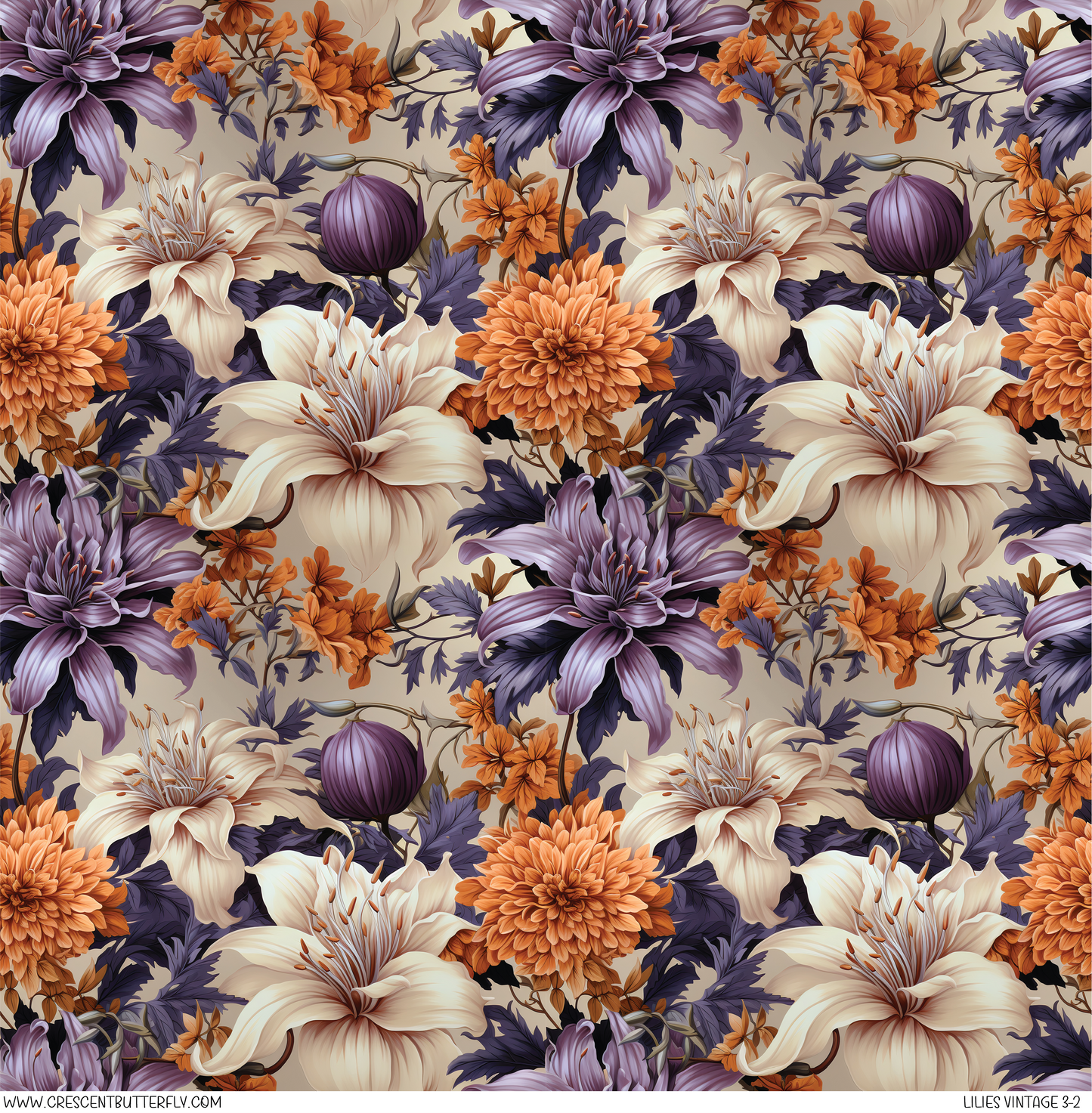 Lilies Vintage 3-2 Printed Vinyl Sheet/Wrap
