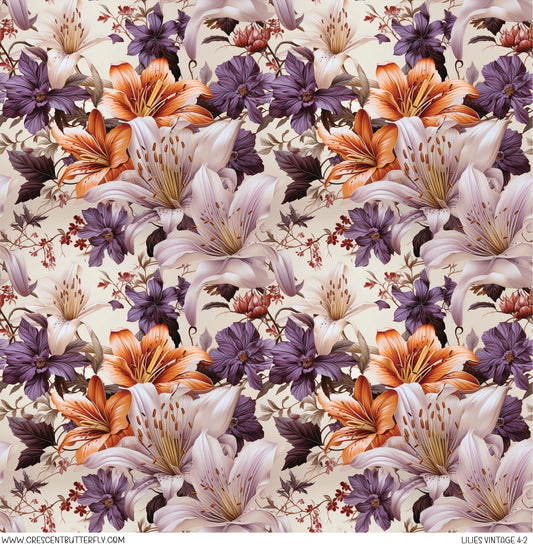 Lilies Vintage 4-2 Printed Vinyl Sheet/Wrap