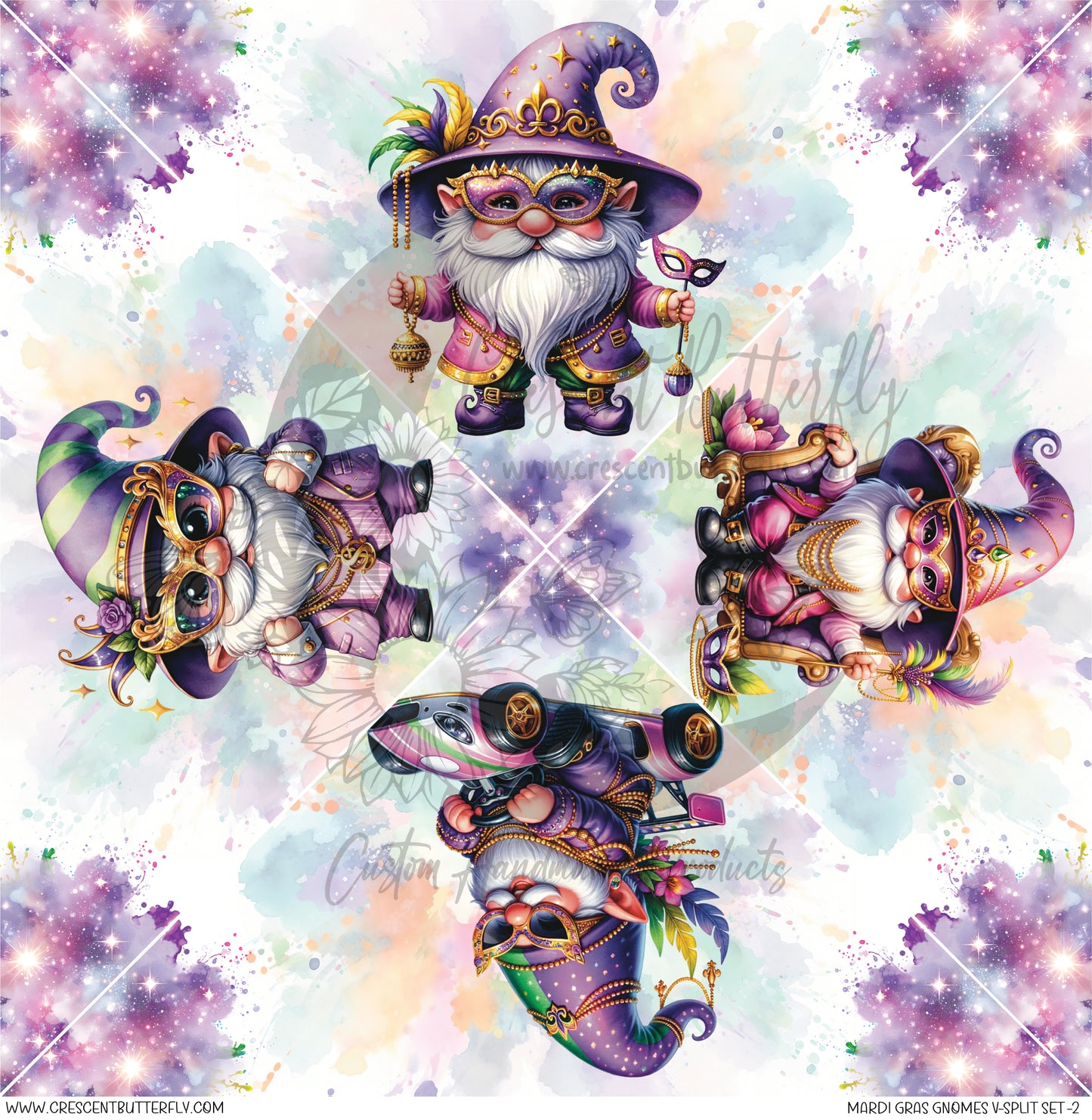 Mardi Gras Gnomes V-Split Set-2 Printed Vinyl Sheet/Wrap
