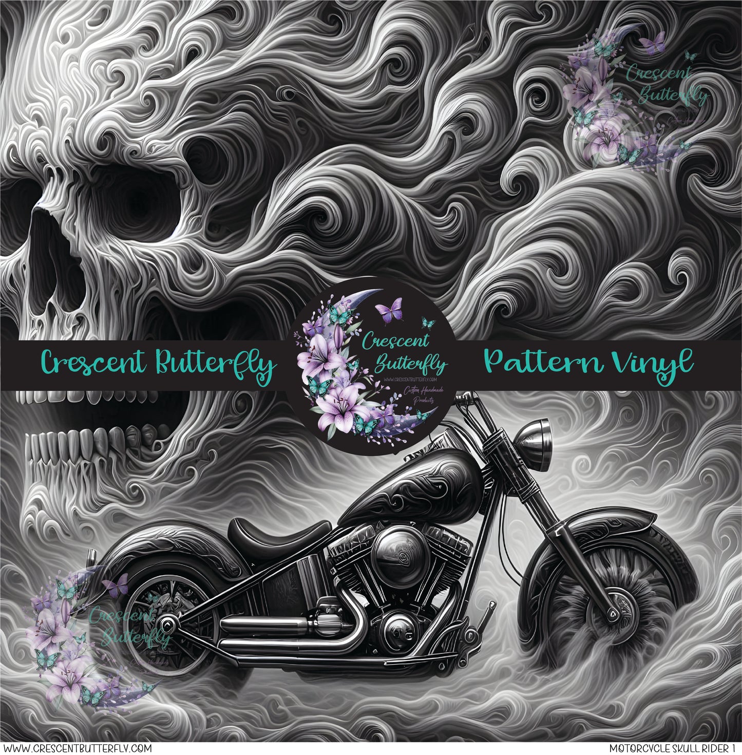 Motorcycle Skull Rider 1 Printed Vinyl Sheet/Wrap