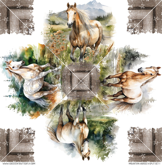 Mountain Horses V-Split Set-1 Printed Vinyl Sheet/Wrap
