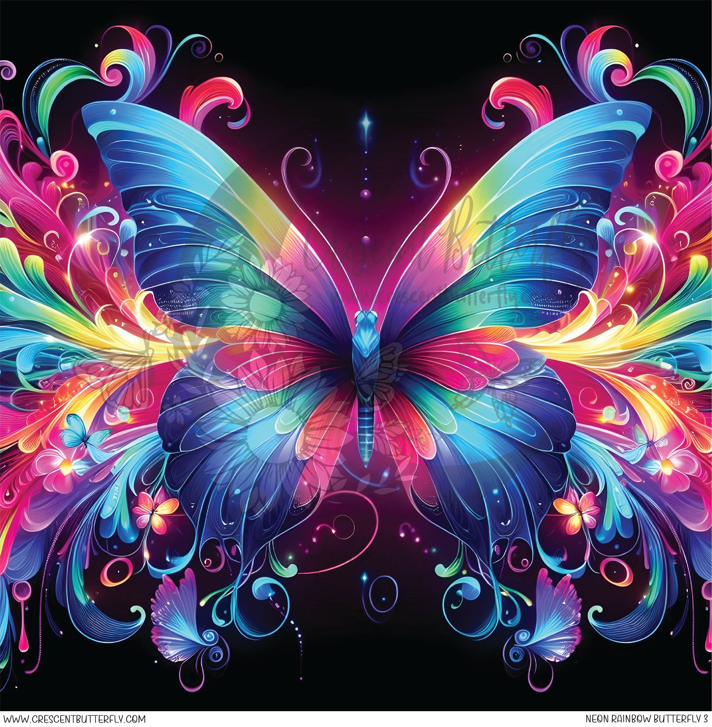 Neon Rainbow Butterfly 3 Printed Vinyl Sheet/Wrap