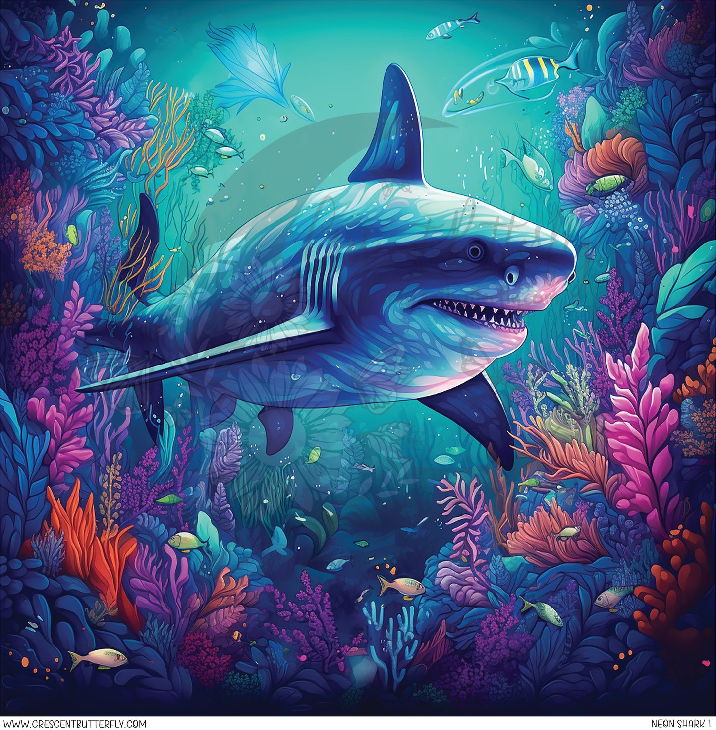 Neon Shark 1 Printed Vinyl Sheet/Wrap
