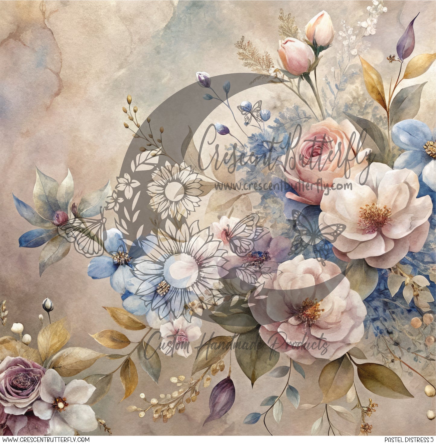 Pastel Distress 5 Printed Vinyl Sheet/Wrap