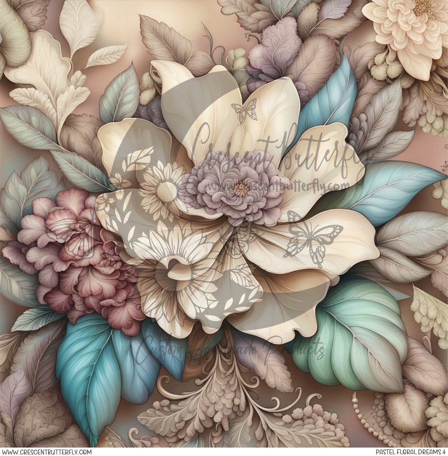 Pastel Floral Dreams 4 Printed Vinyl Sheet/Wrap