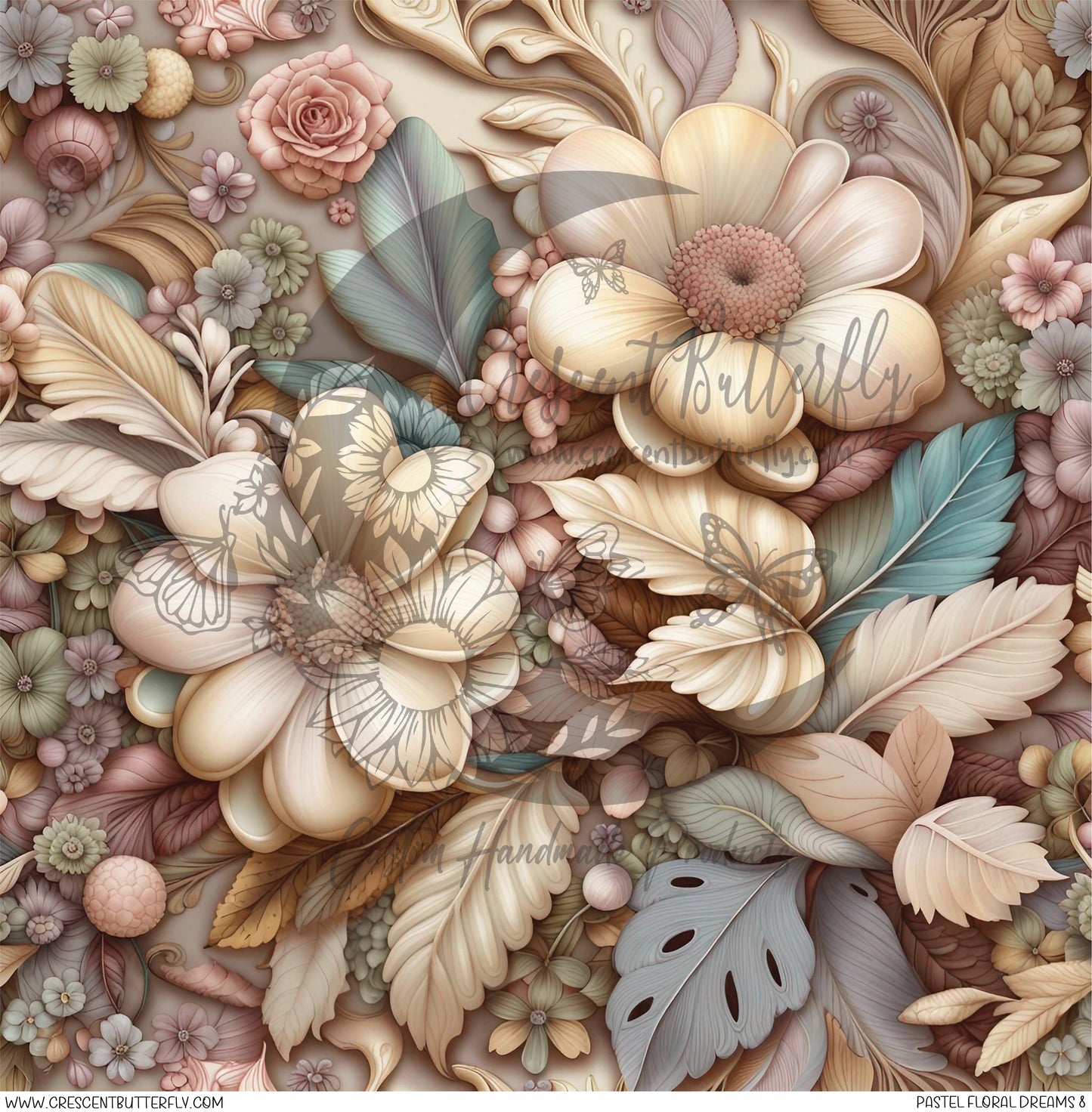 Pastel Floral Dreams 8 Printed Vinyl Sheet/Wrap