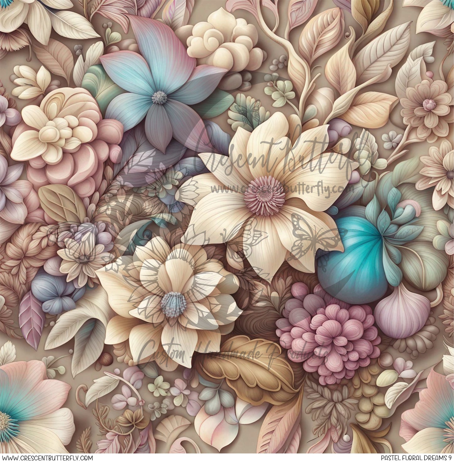 Pastel Floral Dreams 9 Printed Vinyl Sheet/Wrap