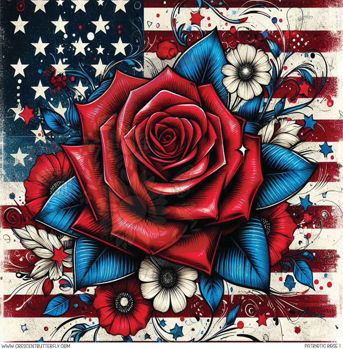 Patriotic Rose 1 Printed Vinyl Sheet/Wrap