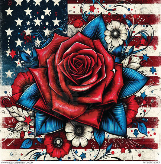 Patriotic Rose 1 Printed Vinyl Sheet/Wrap