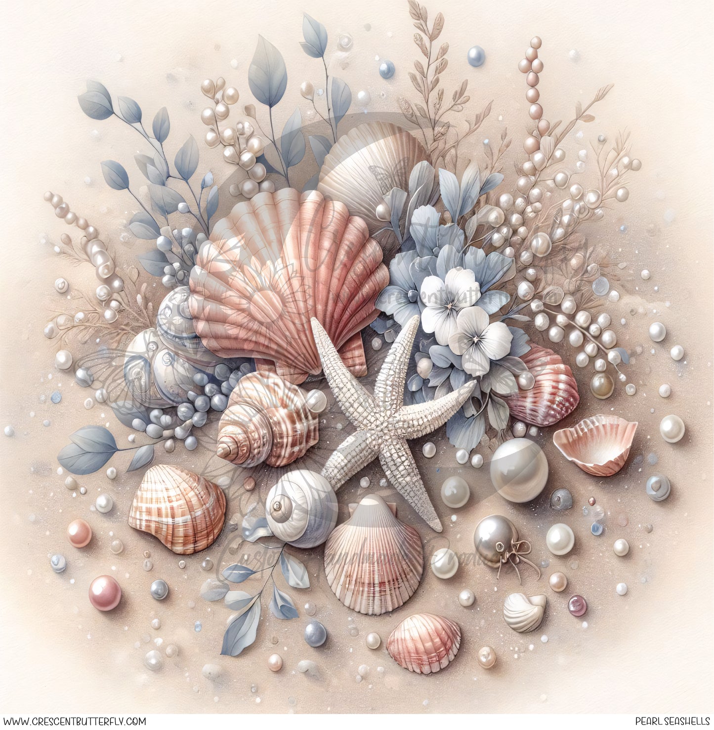 Pearl Seashells Printed Vinyl Sheet/Wrap