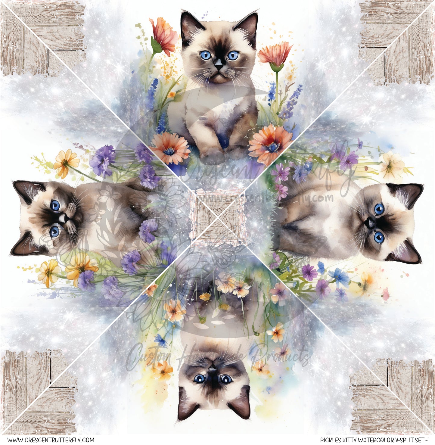 Pickles Kitty Watercolor V-Split Set-1 Printed Vinyl Sheet/Wrap