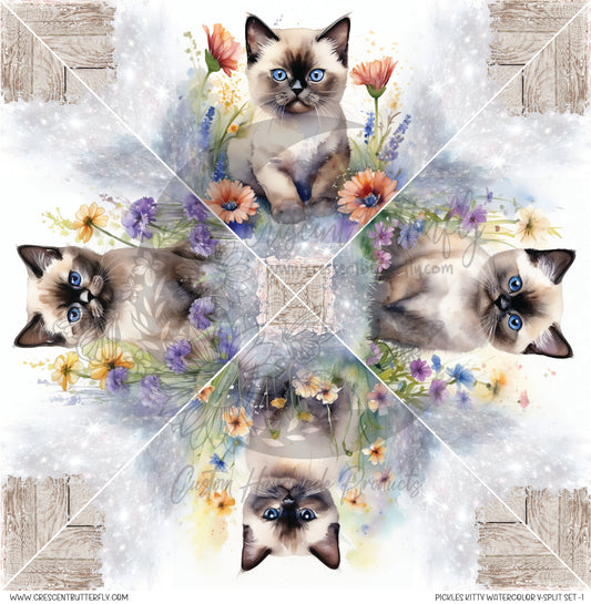 Pickles Kitty Watercolor V-Split Set-1 Printed Vinyl Sheet/Wrap