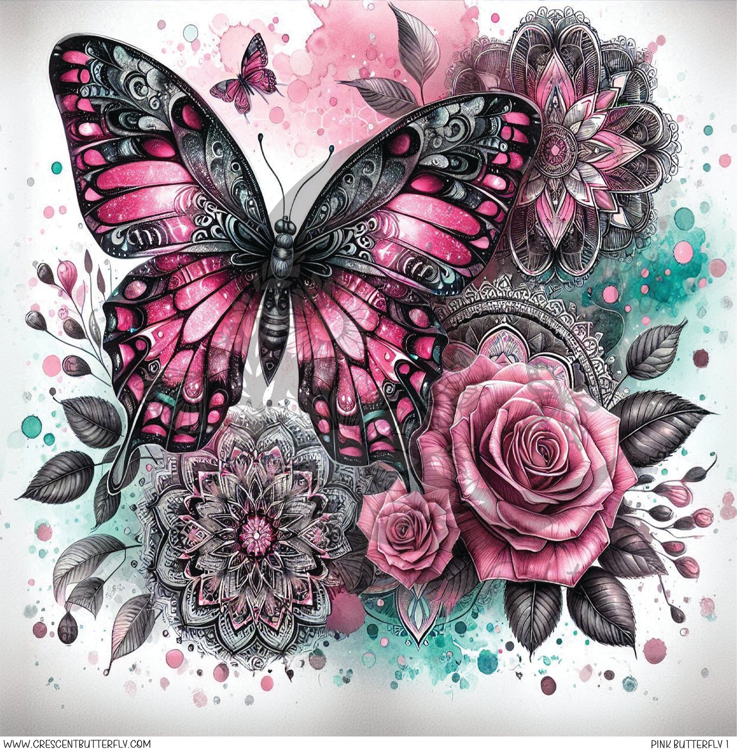Pink Butterfly 1 Printed Vinyl Sheet/Wrap