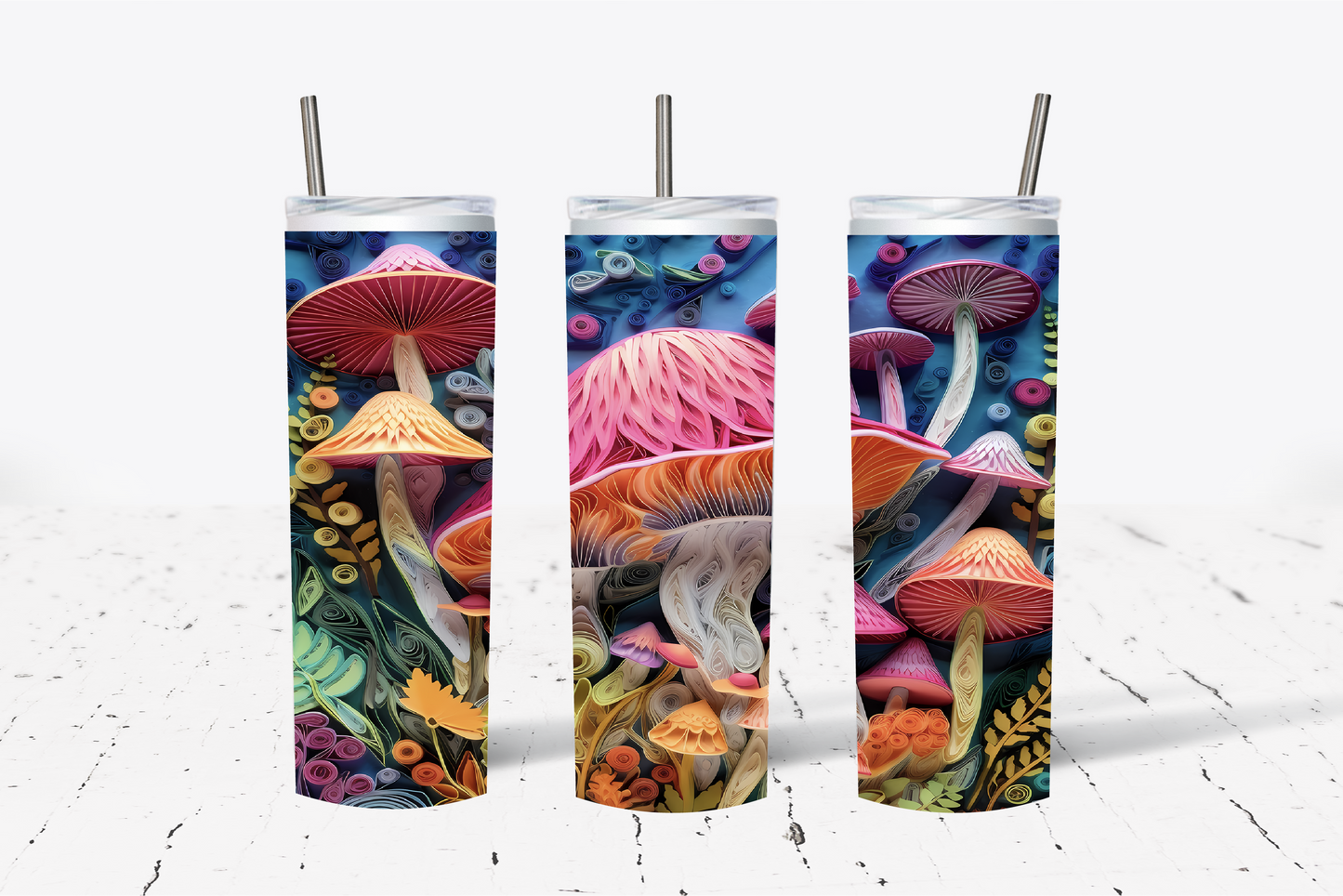 Pink Mushroom 3D Sublimation Tumbler
