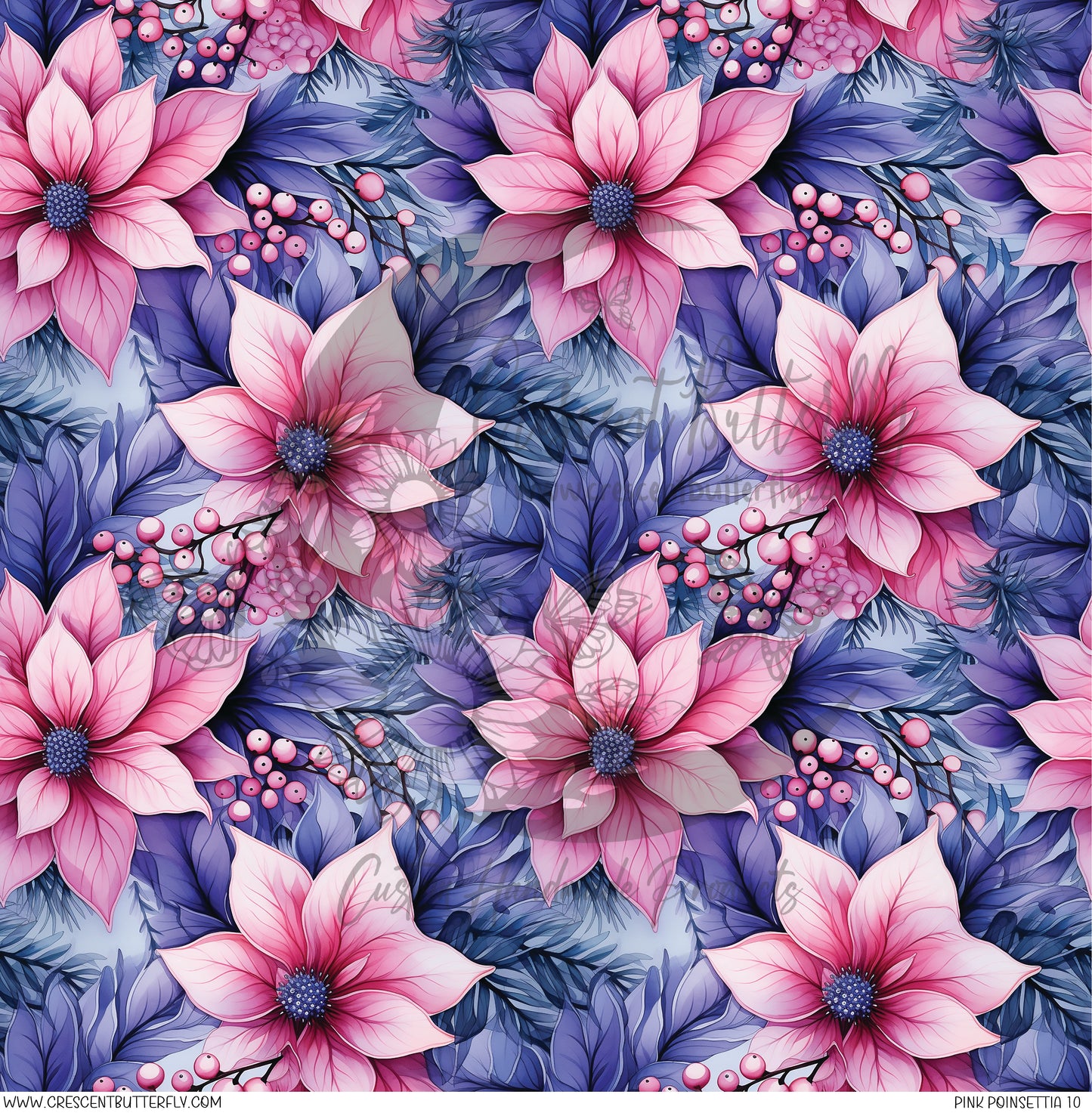 Pink Poinsettia 10 Printed Vinyl Sheet/Wrap