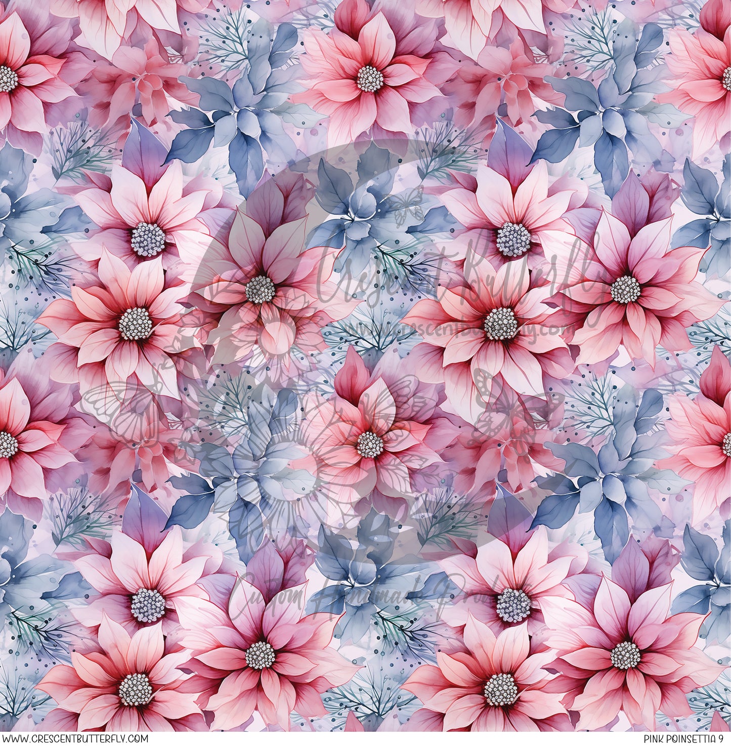 Pink Poinsettia 9 Printed Vinyl Sheet/Wrap