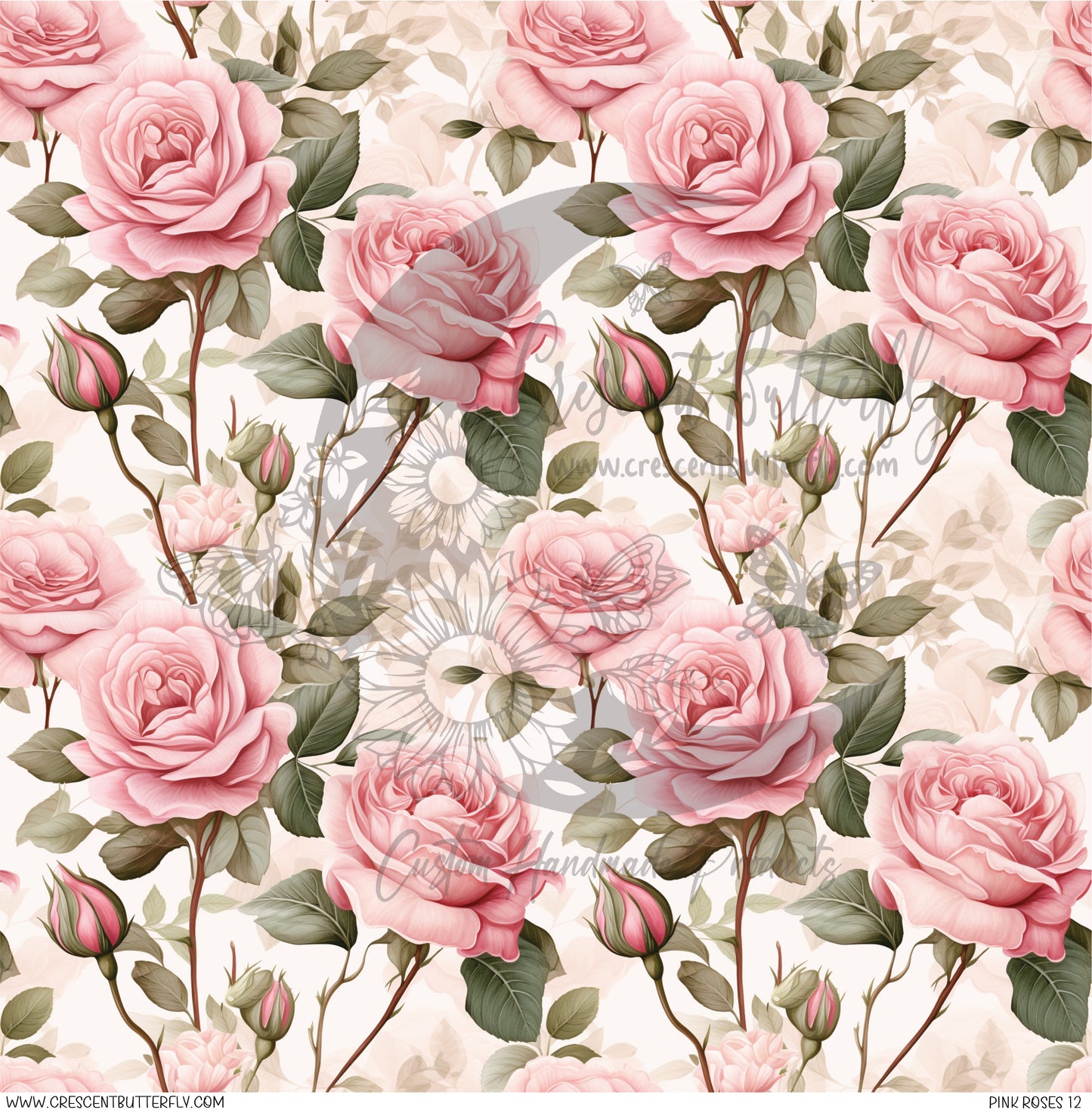 Pink Roses 12 Printed Vinyl Sheet/Wrap