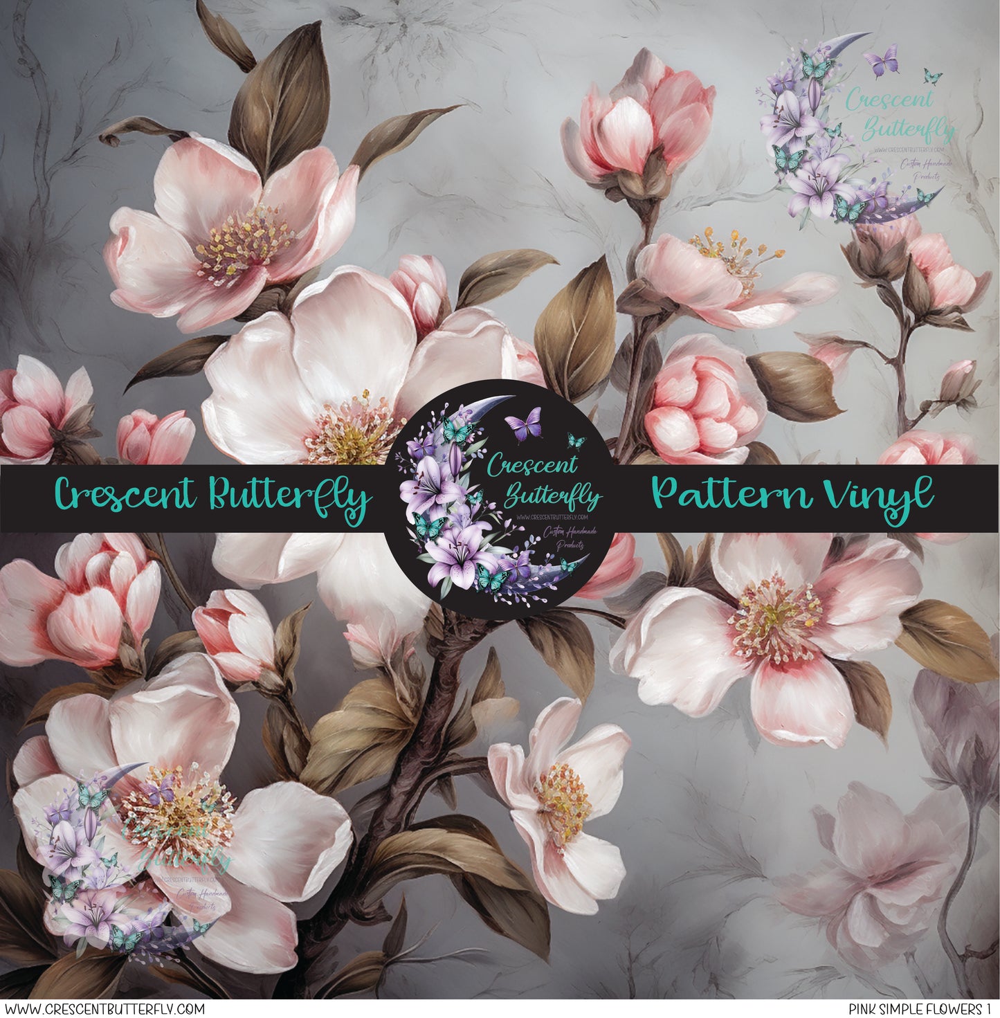 Pink Simple Flowers 1 Printed Vinyl Sheet/Wrap