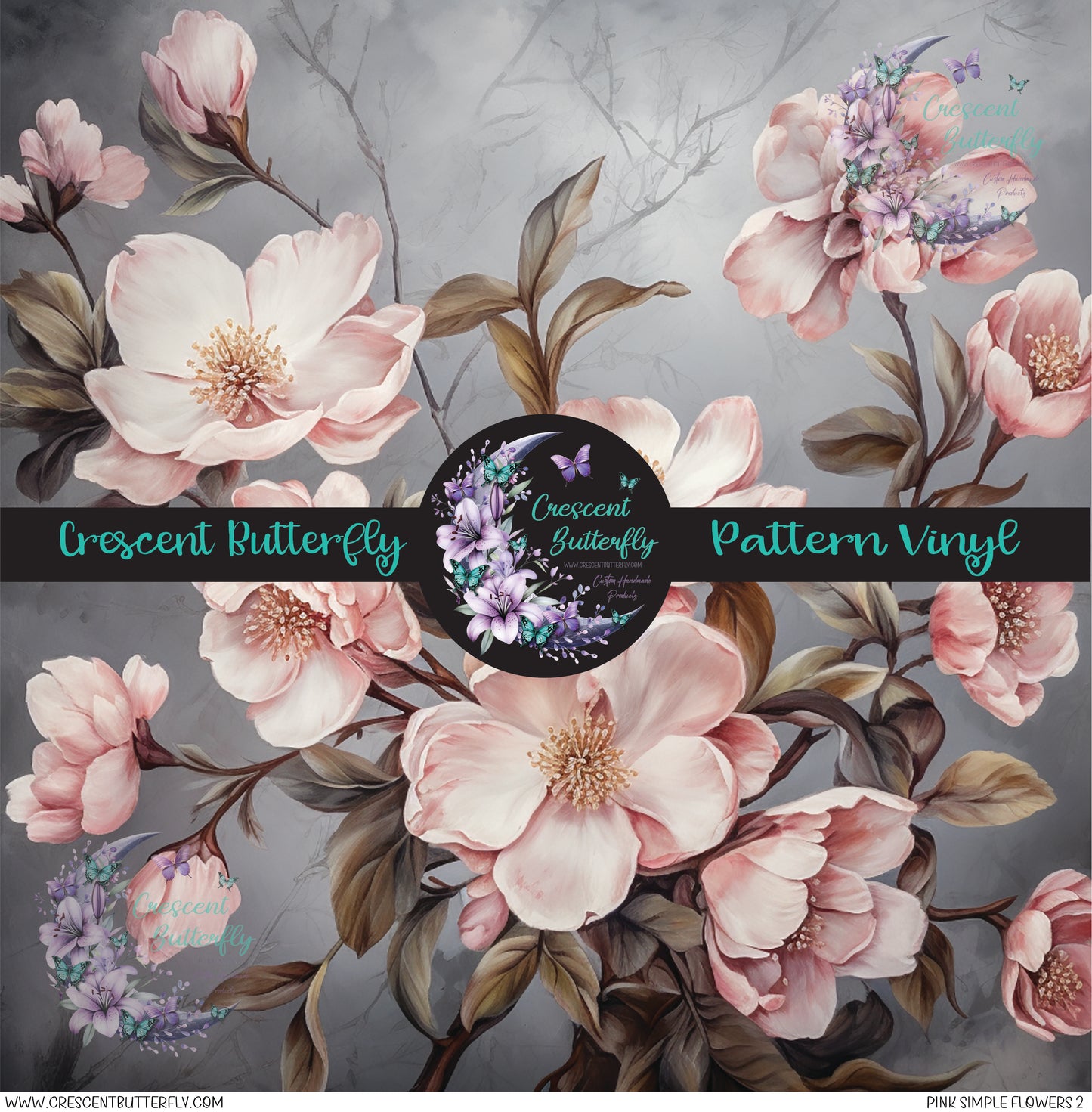Pink Simple Flowers 2 Printed Vinyl Sheet/Wrap