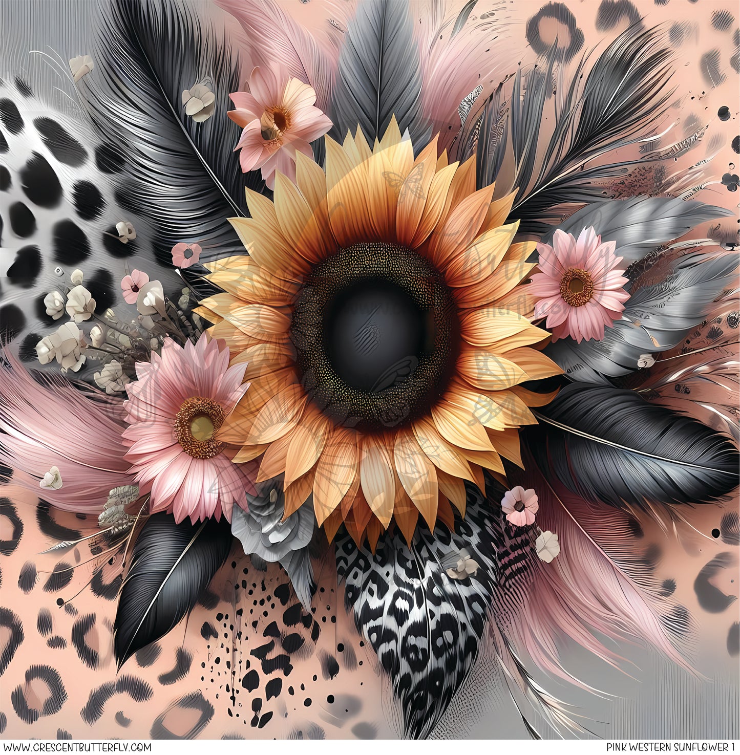 Pink Western Sunflower 1 Printed Vinyl Sheet/Wrap