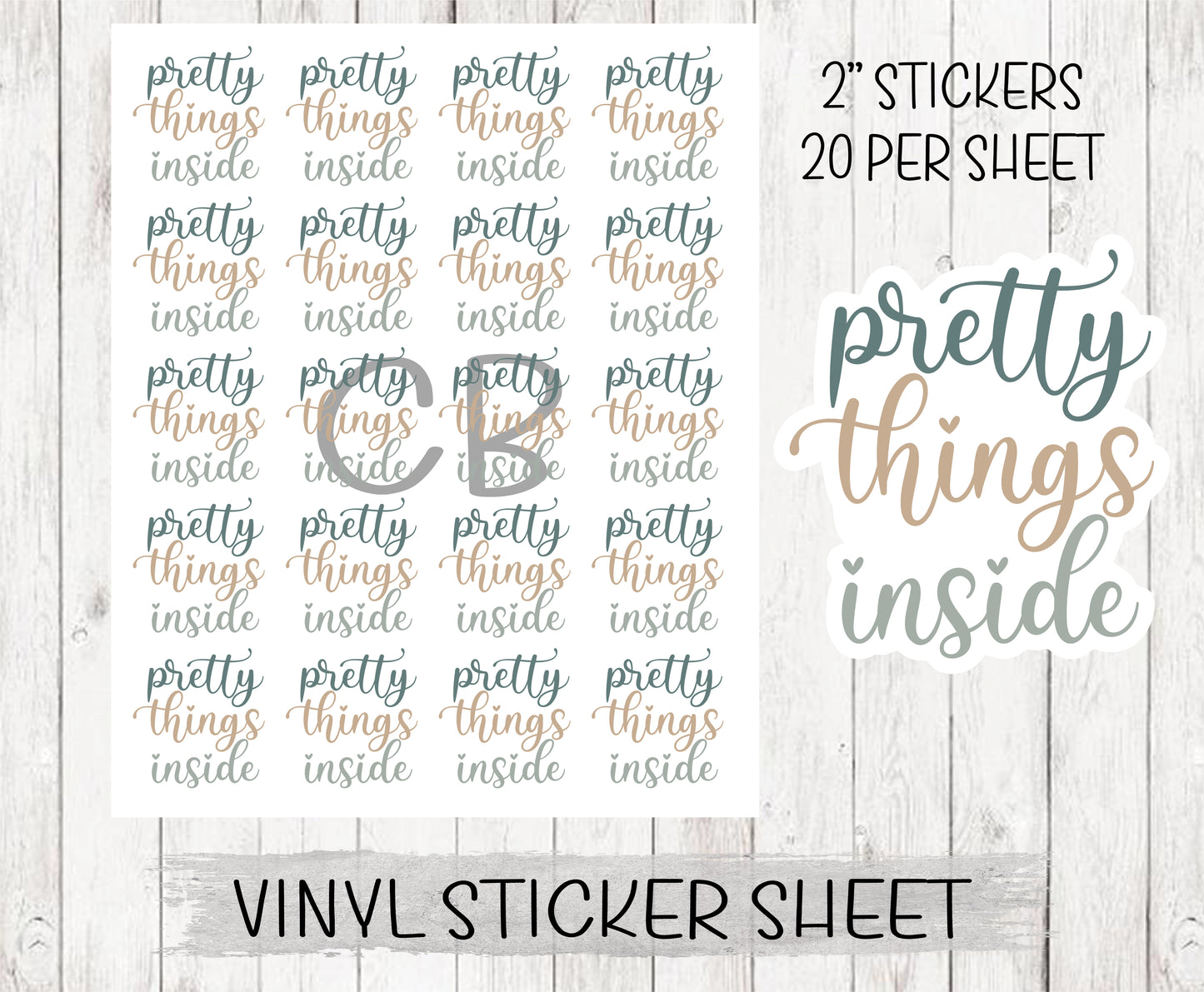 Pretty Things Inside Tan Vinyl Sticker Sheet