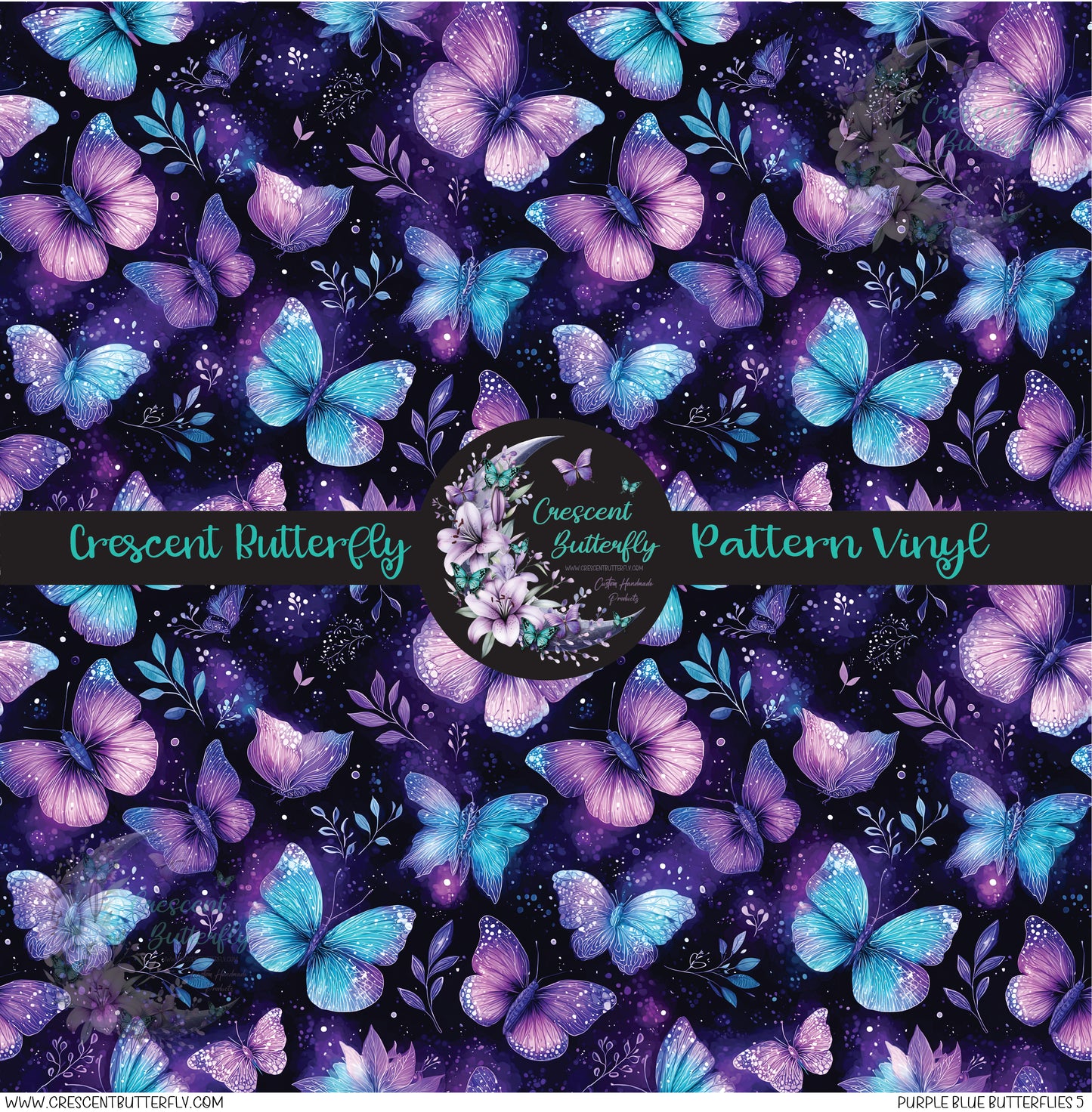 Purple Blue Butterflies 5 Printed Vinyl Sheet/Wrap