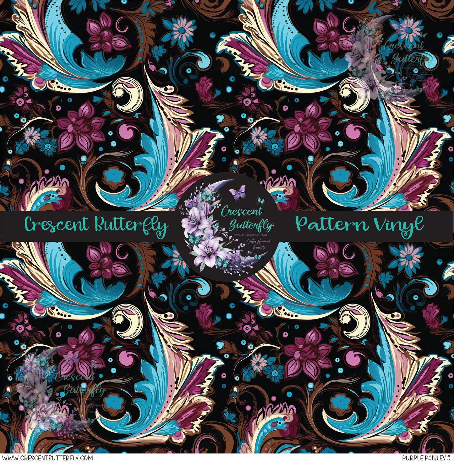 Purple Paisley 5 Printed Vinyl Sheet/Wrap