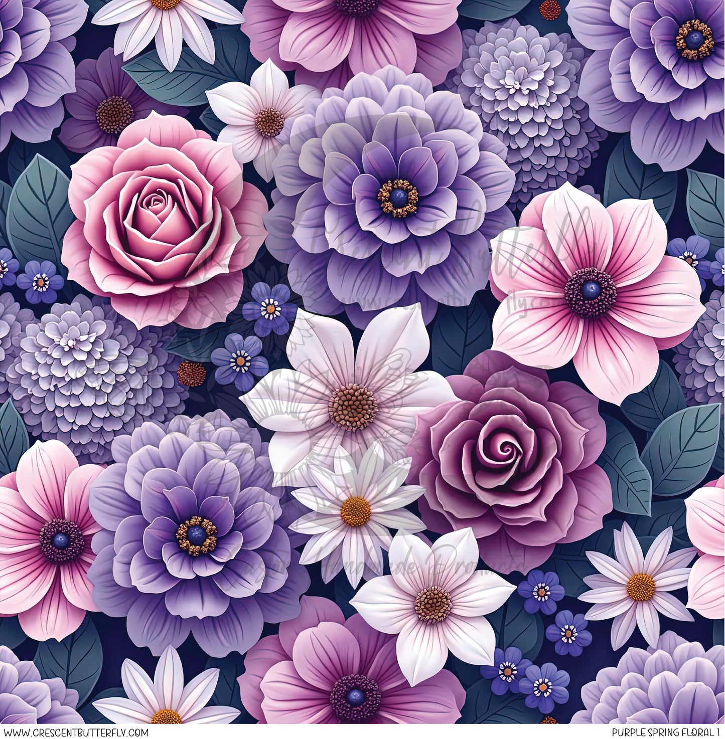 Purple Spring Floral 1 Printed Vinyl Sheet/Wrap