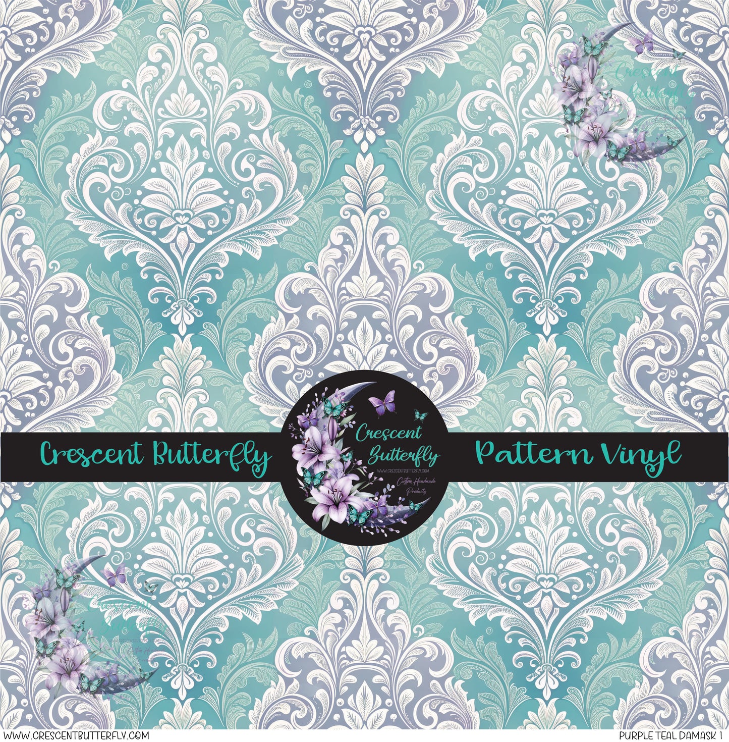 Purple Teal Damask 1 Printed Vinyl Sheet/Wrap