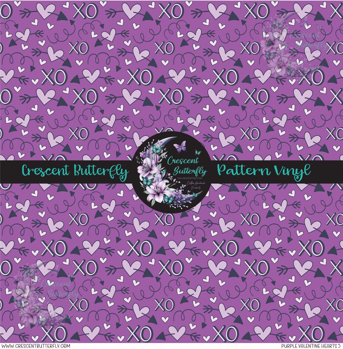Purple Valentine Hearts 5 Printed Vinyl Sheet/Wrap