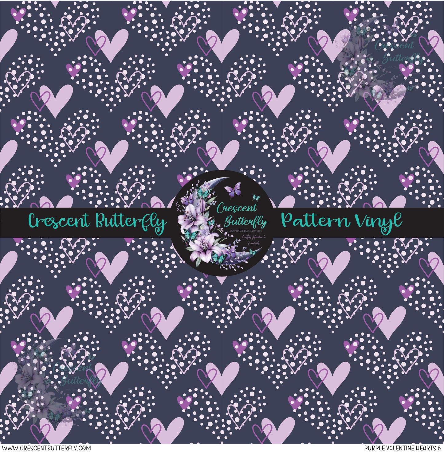 Purple Valentine Hearts 6 Printed Vinyl Sheet/Wrap