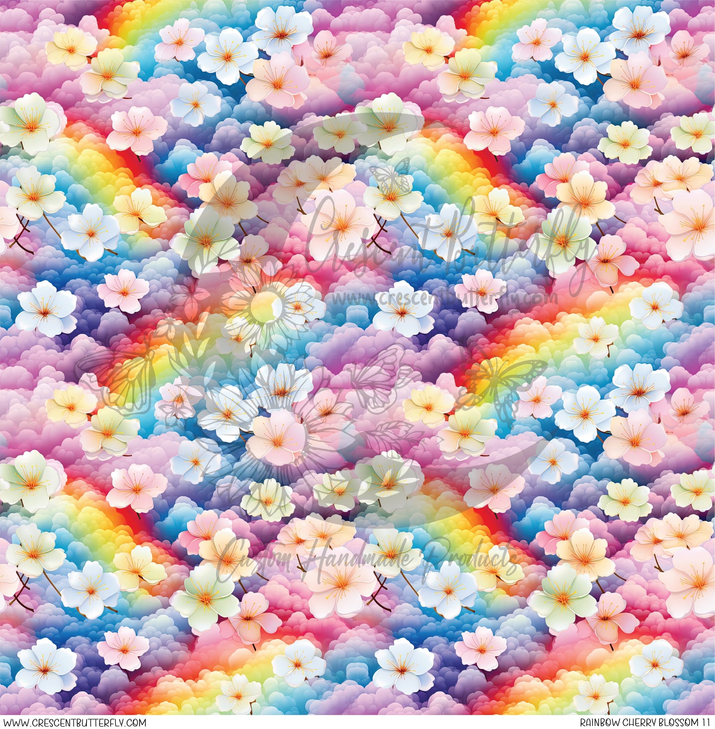 Rainbow Cherry Blossom 11 Printed Vinyl Sheet/Wrap