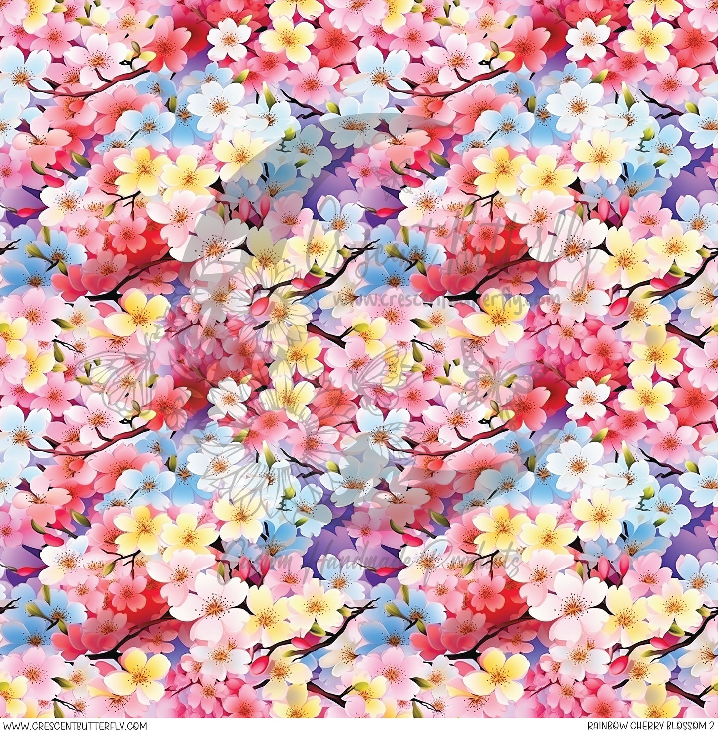 Rainbow Cherry Blossom 2 Printed Vinyl Sheet/Wrap