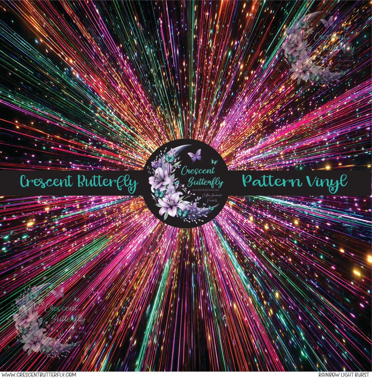 Rainbow Light Burst Printed Vinyl Sheet/Wrap