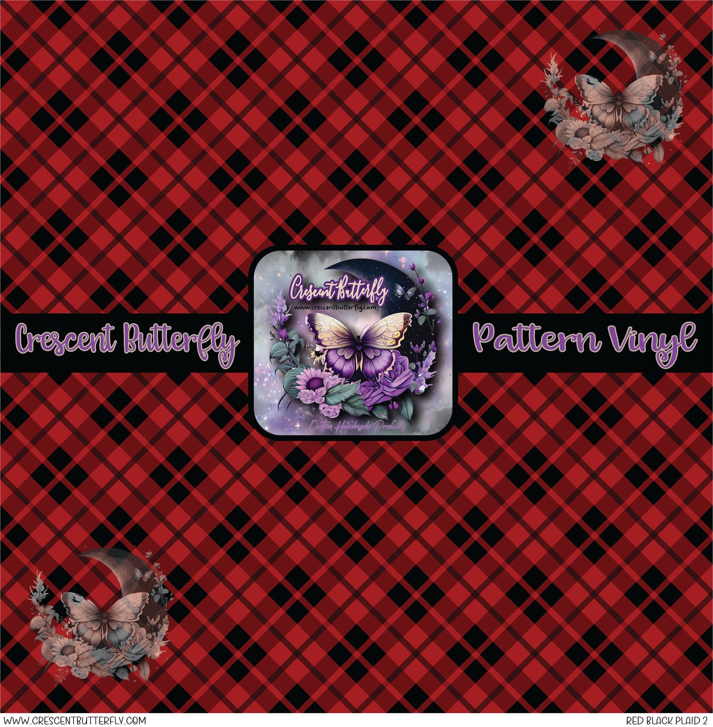 Red Black Plaid 2 Printed Vinyl Sheet/Wrap