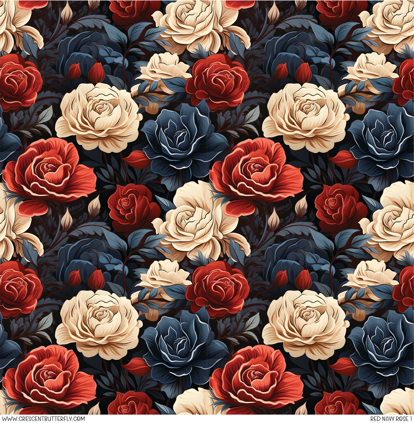 Red Navy Rose 1 Printed Vinyl Sheet-Tumbler Wrap