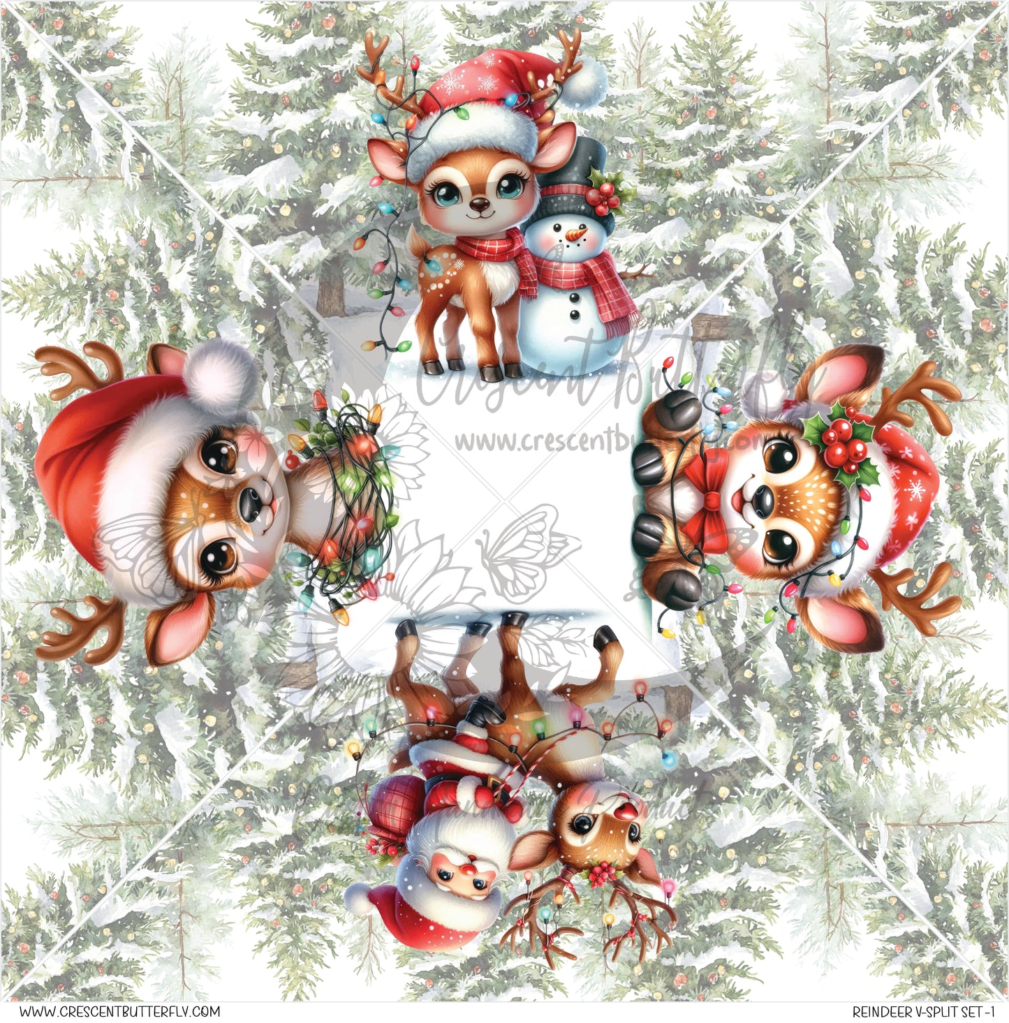Reindeer V-Split Set-1 Printed Vinyl Sheet/Wrap