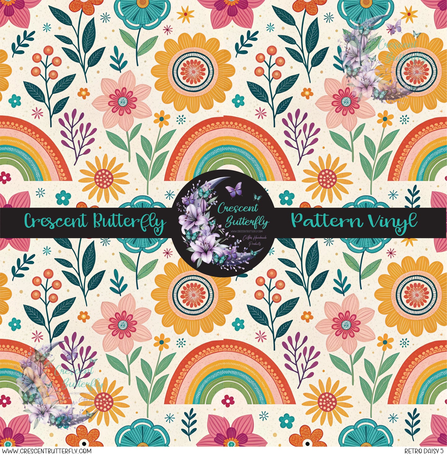 Retro Daisy 5 Printed Vinyl Sheet/Wrap