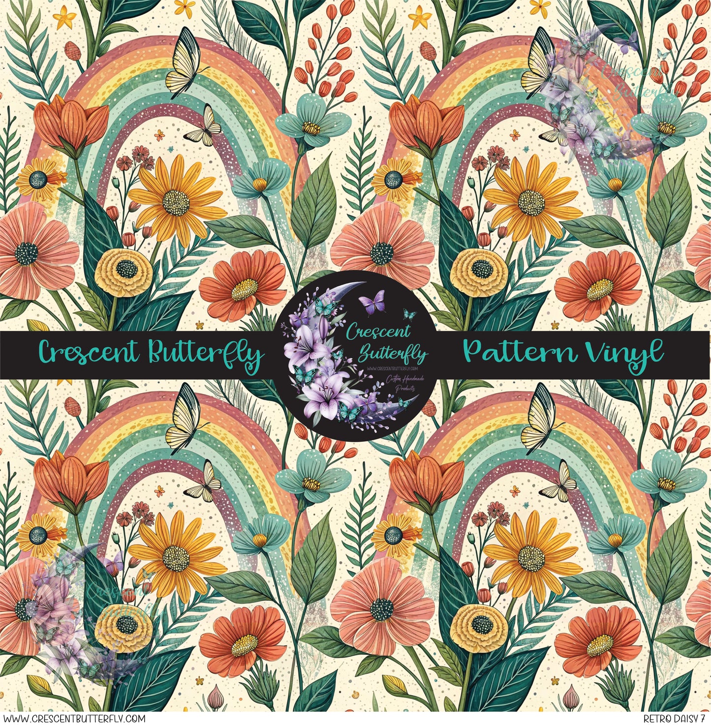 Retro Daisy 7 Printed Vinyl Sheet/Wrap